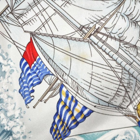 Authentic HERMES Carre 90 Scarf "Vive Le Vent" Silk Red - Picture 10 of 13